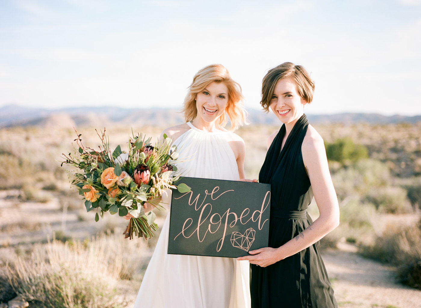 two brides elope in Joshua Tree National Park